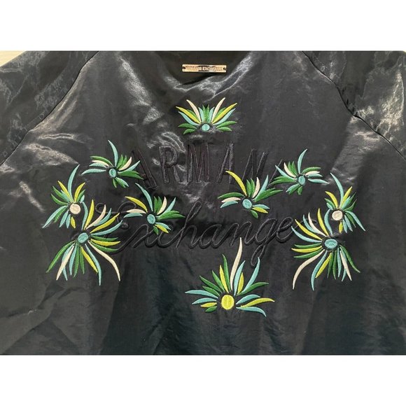 A|X Armani Exchange rare embryoid Men's L dark blue satin bomber Blouson Jacket - Picture 5 of 14